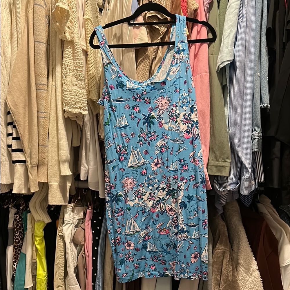 Lilly Pulitzer Blue Florida Print Dress